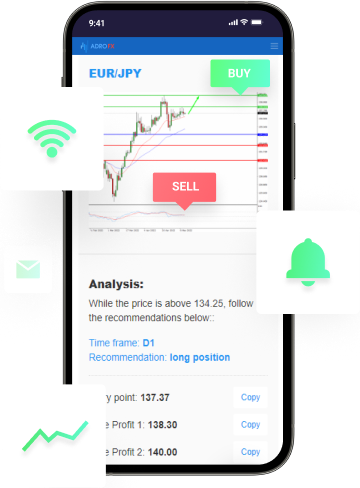 phone with signals icons